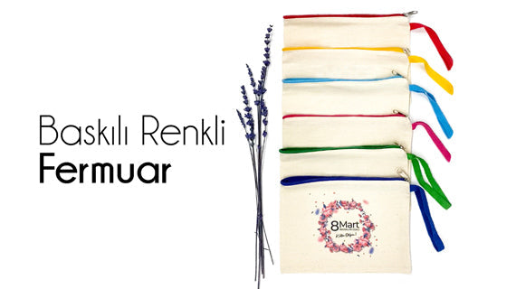 Baskılı Renkli Fermuarlı Kalemlik/Clutch - istecanta.com