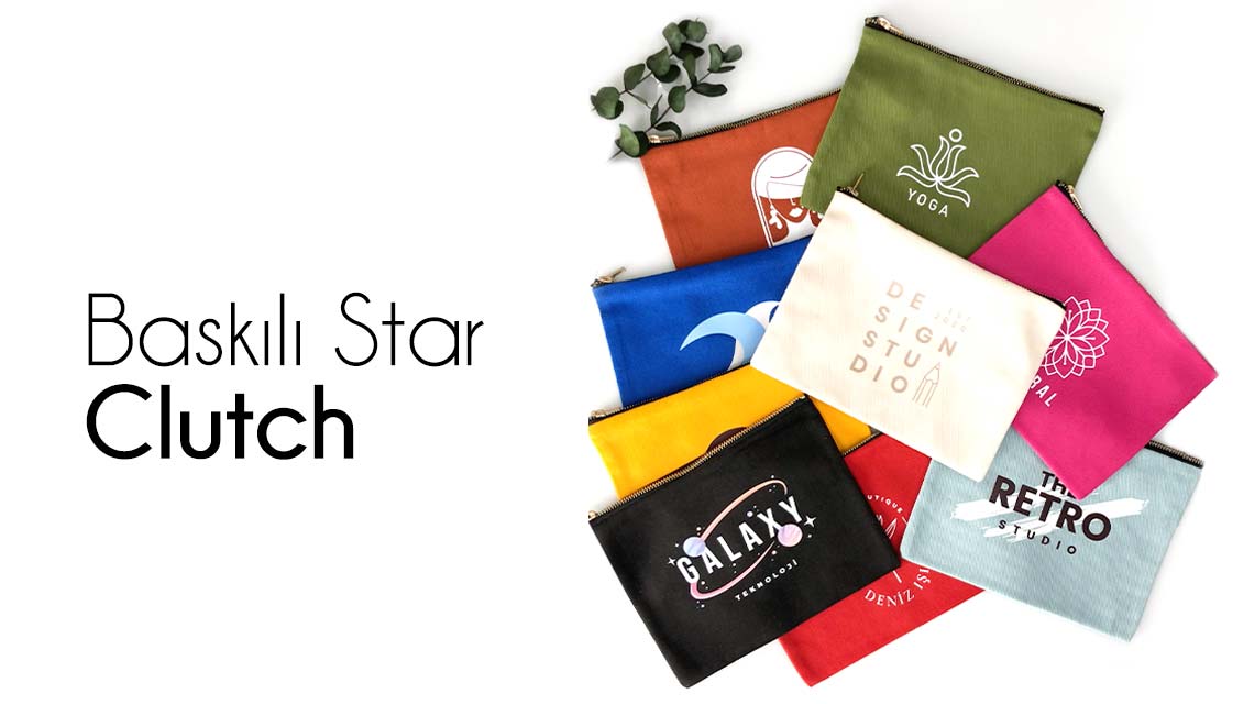 Baskılı Star Clutch - istecanta.com