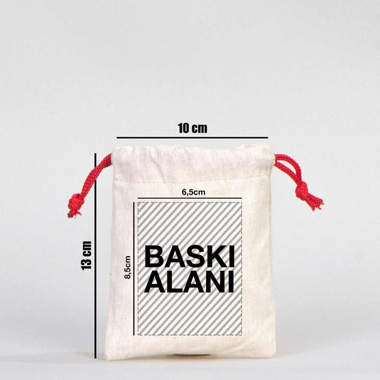 Bez Kese 10x13 cm - Renkli İp - Kırmızı (Özelleştirilebilir) - istecanta.com