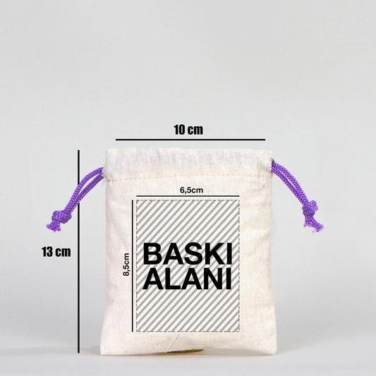 Bez Kese 10x13 cm - Renkli İp - Mor (Özelleştirilebilir) - istecanta.com