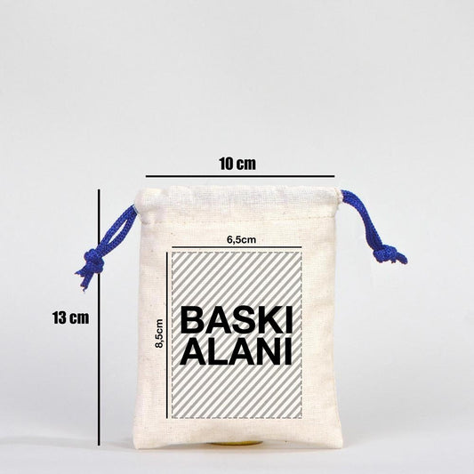 Bez Kese 10x13 cm - Renkli İp - Saks Mavi (Özelleştirilebilir) - istecanta.com