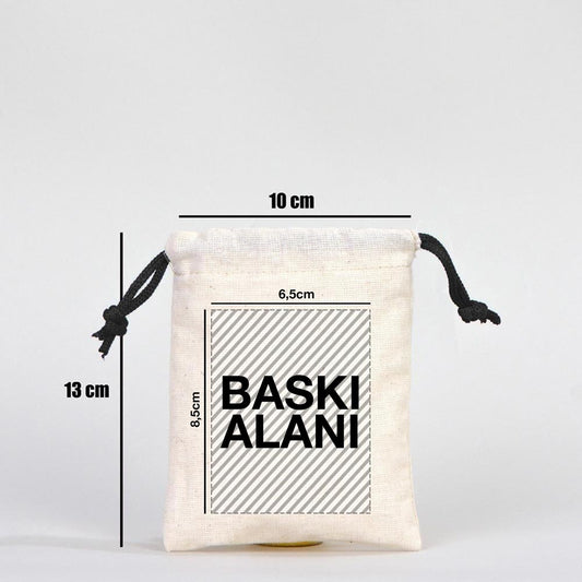 Bez Kese 10x13 cm - Renkli İp - Siyah (Özelleştirilebilir) - istecanta.com