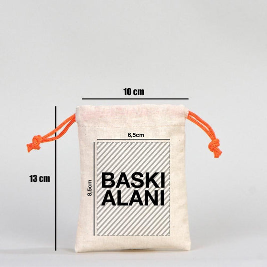 Bez Kese 10x13 cm - Renkli İp -Turuncu (Özelleştirilebilir) - istecanta.com