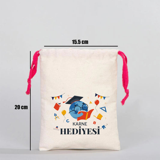 Ham Bez Karne Günü Kesesi – Fuşya Büzgülü Pamuk 15,5×20 cm (Özelleştirilebilir)