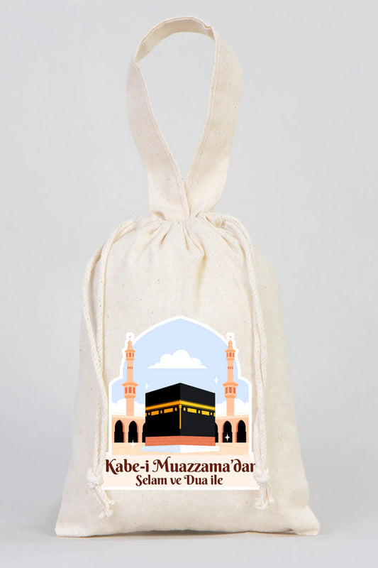 15x20 cm Kabe-i Muazzama’dan Selam ve Dua ile | Hac ve Umre Hediyelik Bez Kes... - detay görünüm