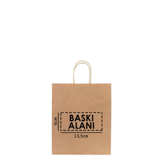 Burgu Saplı Kraft Kağıt Çanta - 19x8x24 cm (Özelleştirilebilir) - istecanta.com