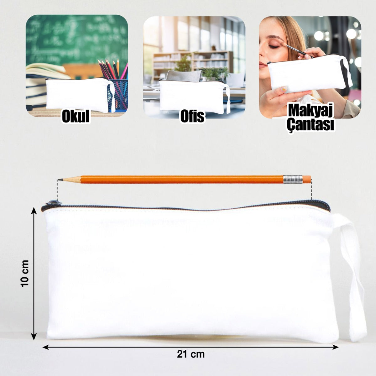 Bez Kalemlik Beyaz 21x10 cm (Özelleştirilebilir) - istecanta.com