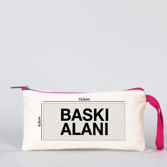 Bez Kalemlik Renkli Fermuar Fuşya - Özelleştirilebilir - istecanta.com