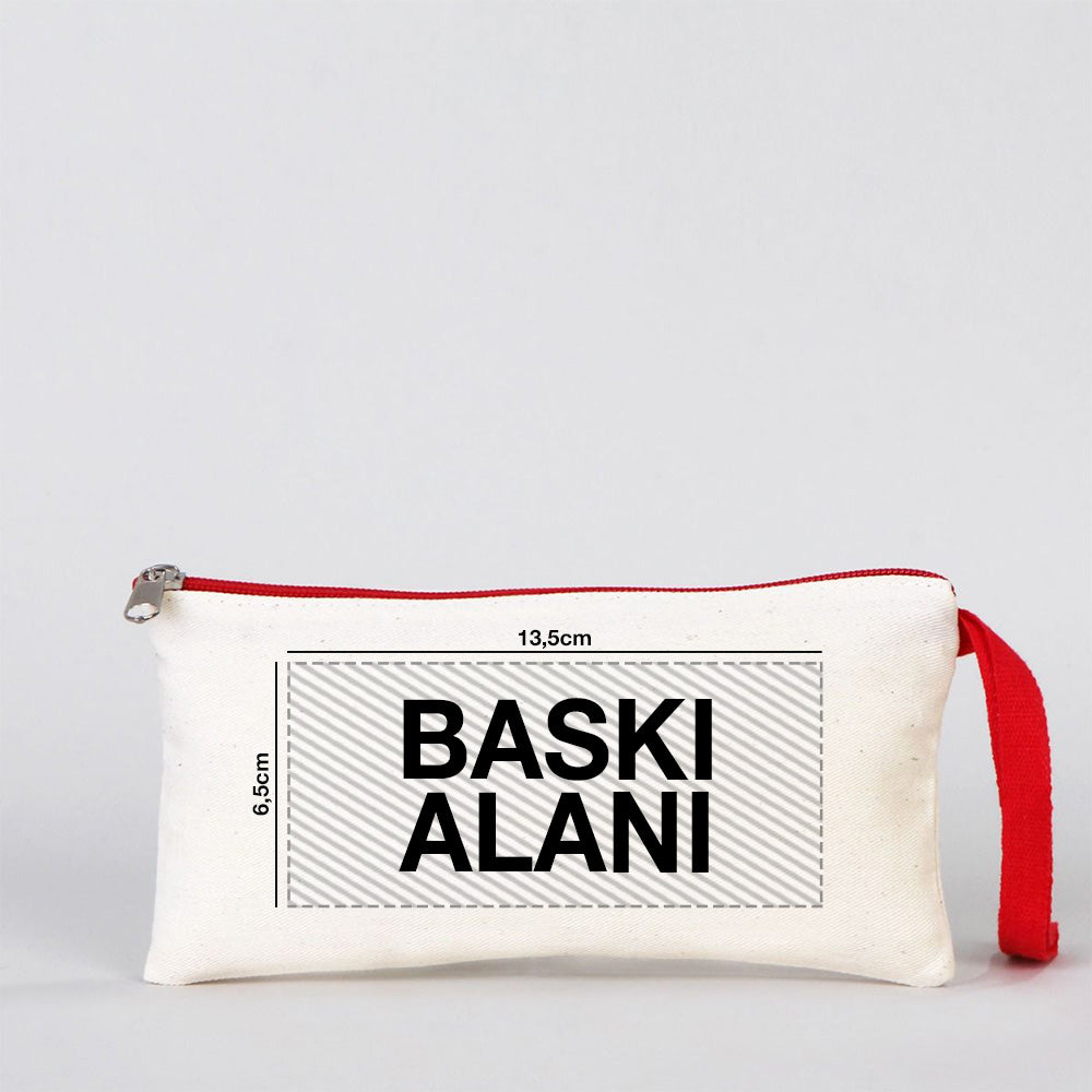 Bez Kalemlik Renkli Fermuar Kırmızı-Özelleştirilebilir - istecanta.com