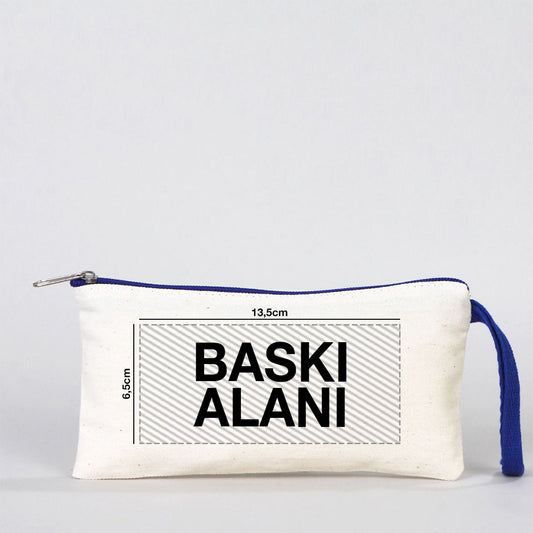 Bez Kalemlik Renkli Fermuar Saks Mavi-Özelleştirilebilir - istecanta.com