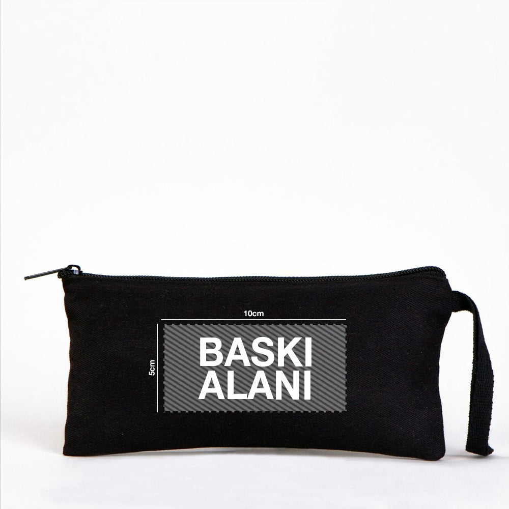 Bez Kalemlik ve Makyaj Çantası - Siyah 21x10 cm (Özelleştirilebilir) - istecanta.com