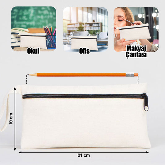 Önden Fermuarlı Bez Kalemlik 21x10 cm - istecanta.com