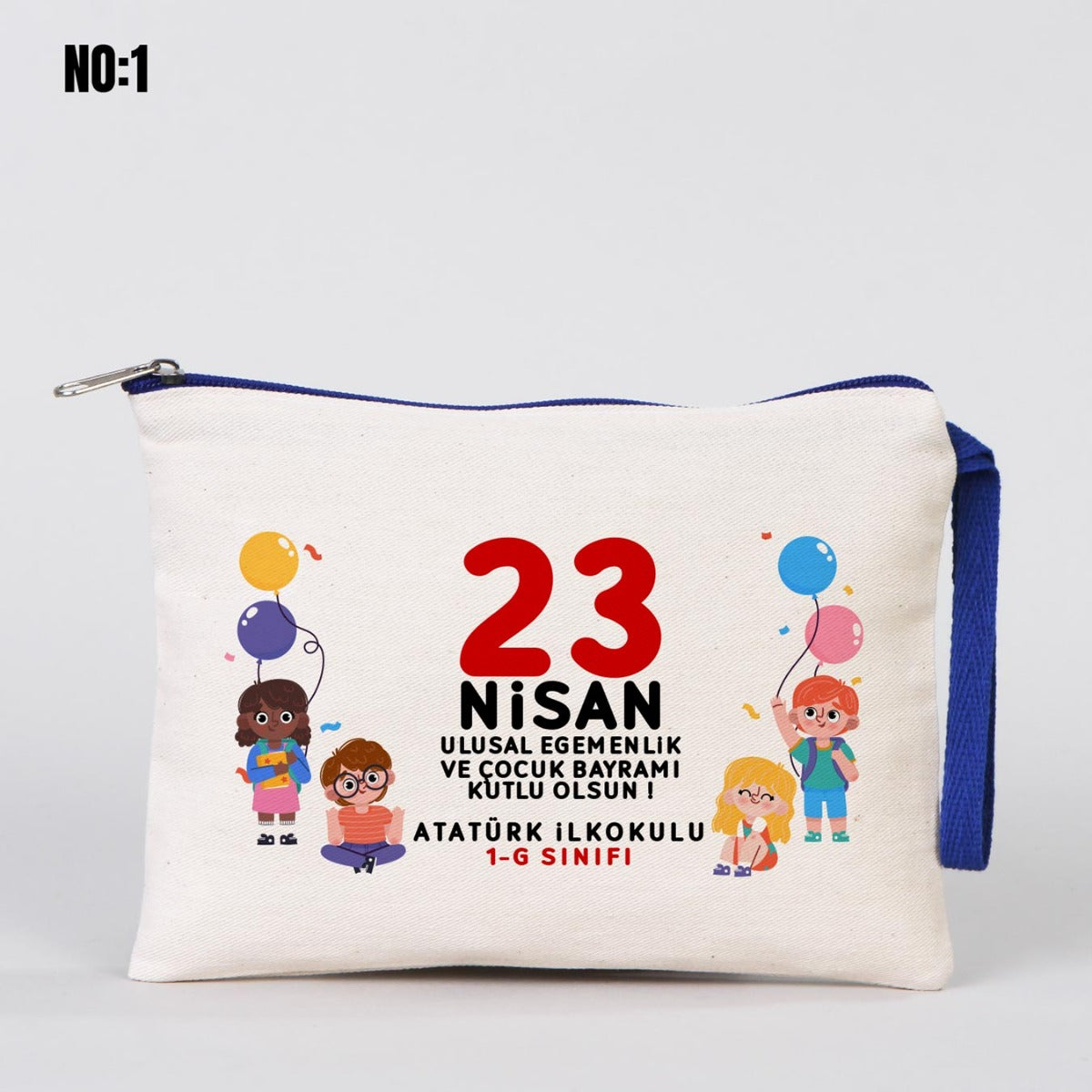 23 Nisan Renkli Fermuarlı Clutch Kalemlik 21x15 cm (Özelleştirilebilir) - istecanta.com