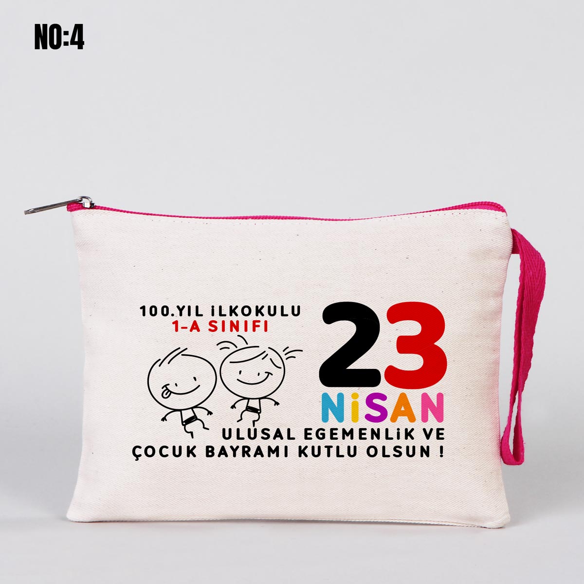 23 Nisan Renkli Fermuarlı Clutch Kalemlik 21x15 cm (Özelleştirilebilir) - istecanta.com