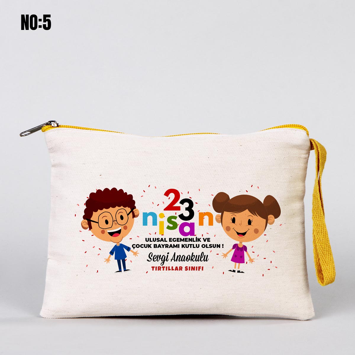23 Nisan Renkli Fermuarlı Clutch Kalemlik 21x15 cm (Özelleştirilebilir) - istecanta.com