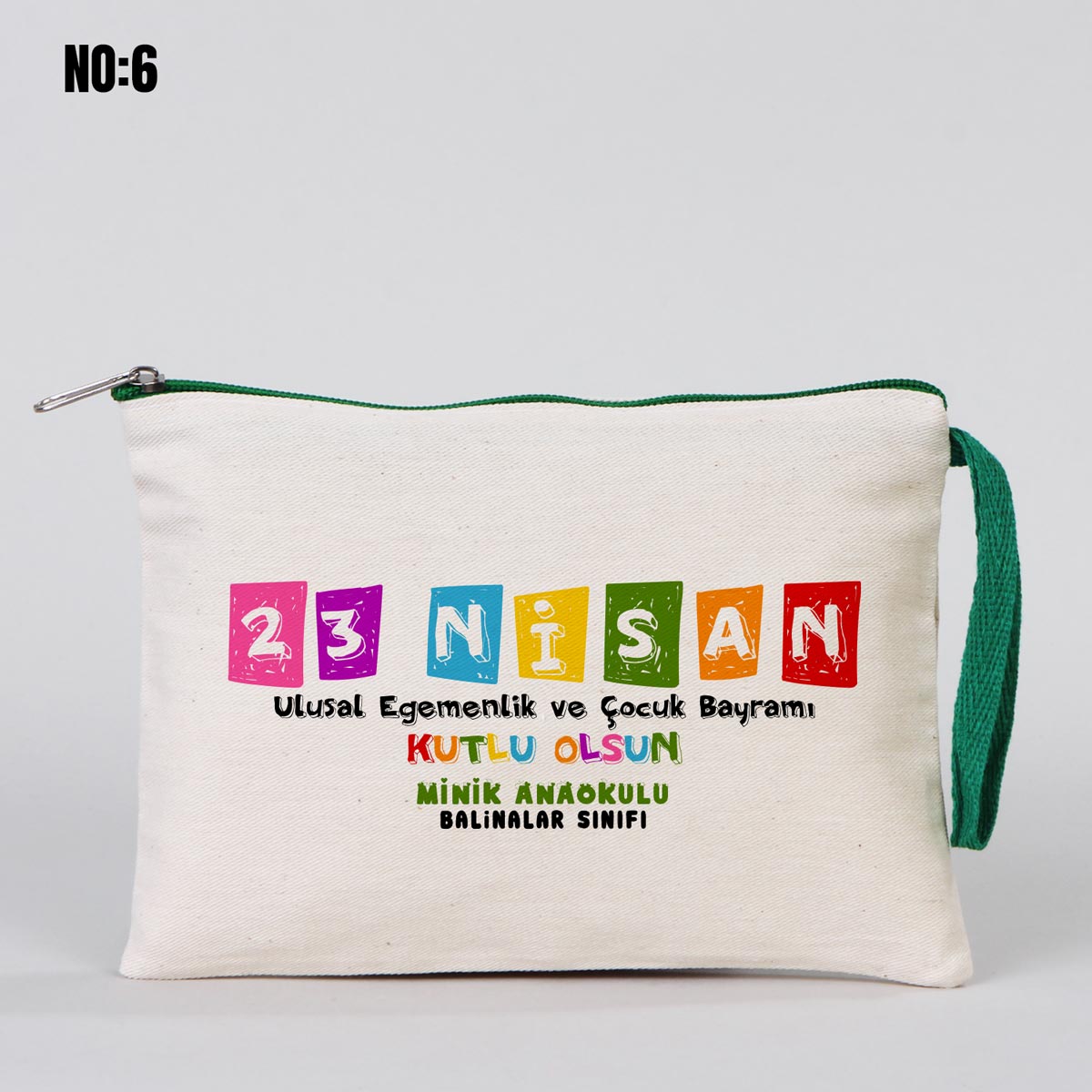 23 Nisan Renkli Fermuarlı Clutch Kalemlik 21x15 cm (Özelleştirilebilir) - istecanta.com