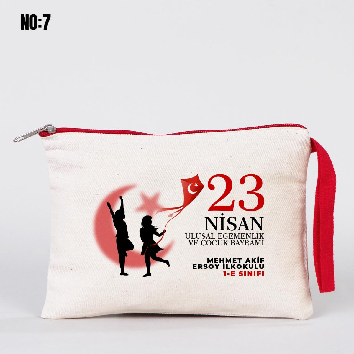 23 Nisan Renkli Fermuarlı Clutch Kalemlik 21x15 cm (Özelleştirilebilir) - istecanta.com