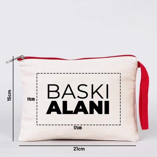 Clutch 21x15 cm Kırmızı Fermuar (Özelleştirilebilir) - istecanta.com