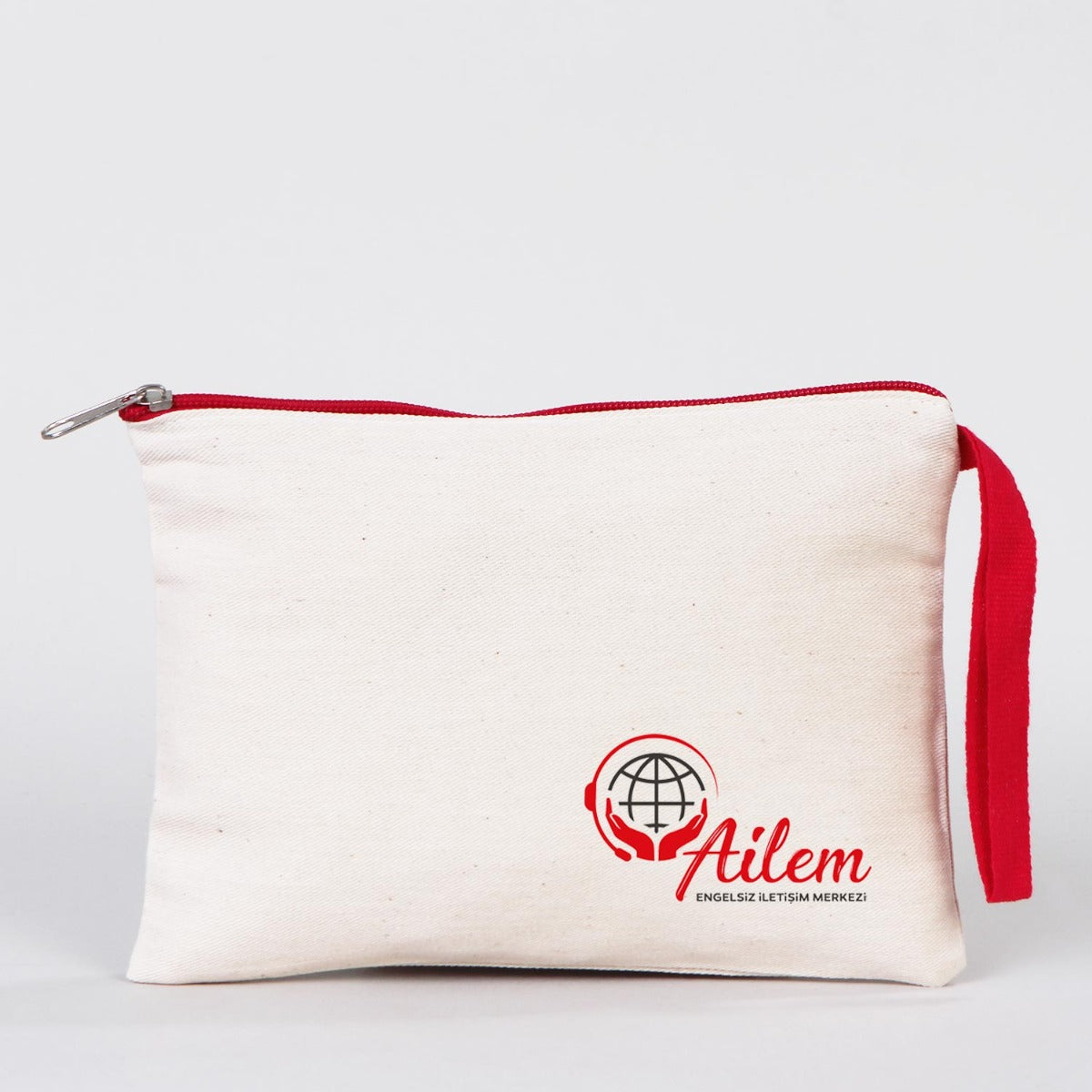 Clutch 21x15 cm Kırmızı Fermuar (Özelleştirilebilir) - istecanta.com