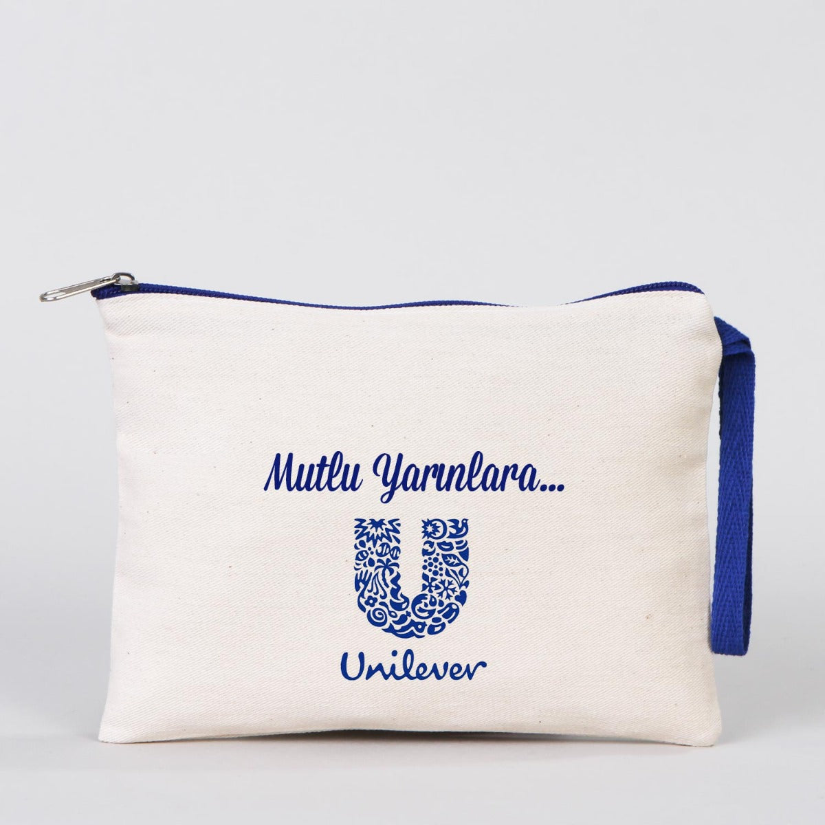 Clutch 21x15 cm Saks Mavi Fermuar (Özelleştirilebilir) - istecanta.com