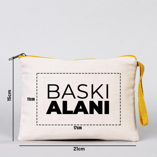 Clutch 21x15 cm Sarı Fermuar (Özelleştirilebilir) - istecanta.com