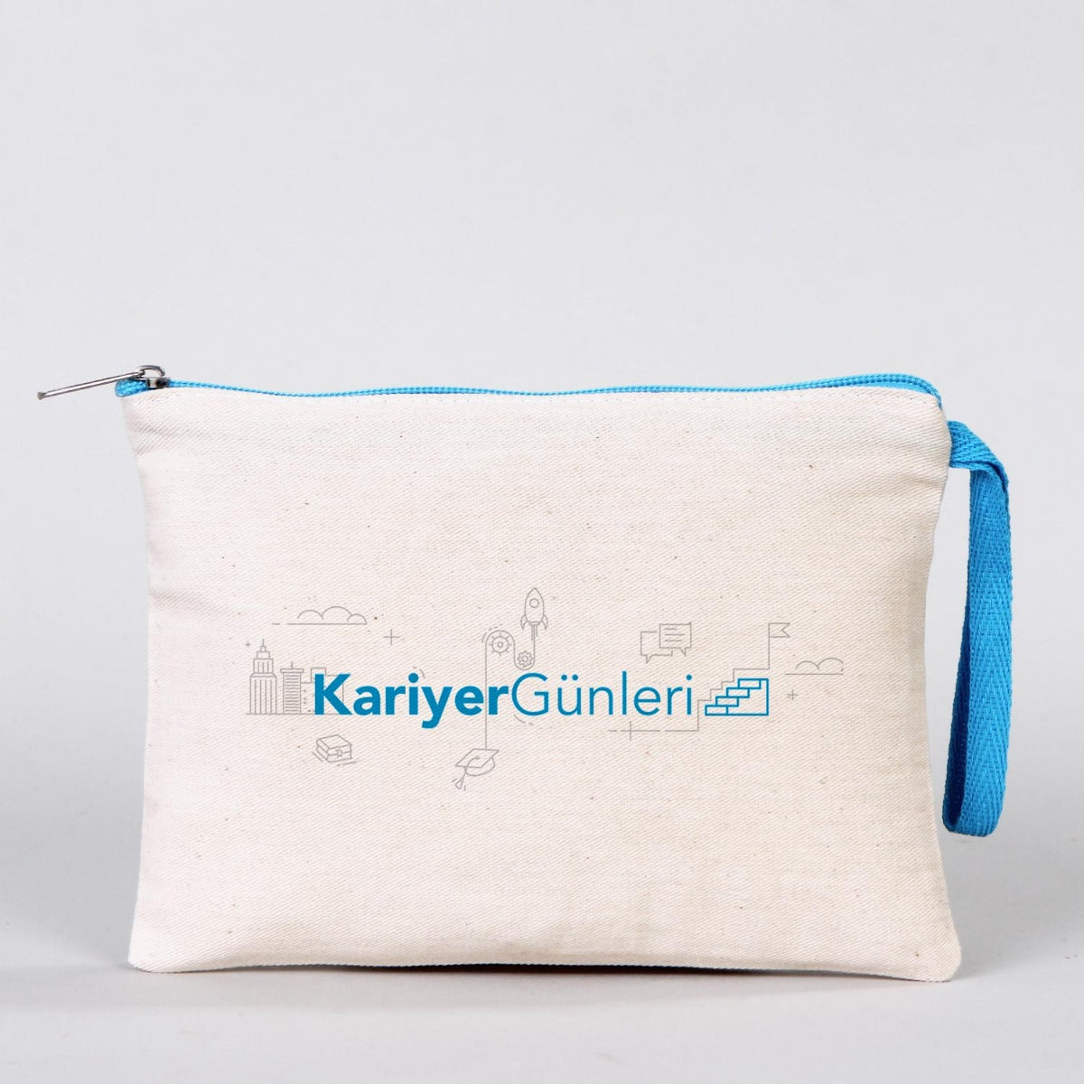 Clutch 21x15 cm Turkuaz Fermuar (Özelleştirilebilir) - istecanta.com