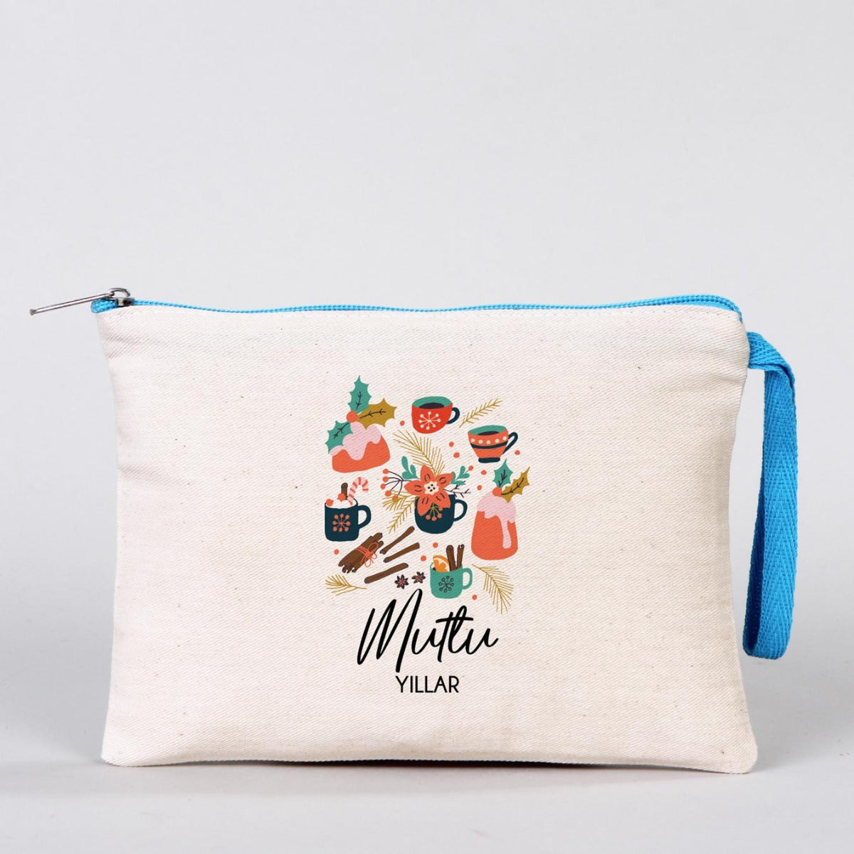 Clutch 21x15 cm Turkuaz Fermuar (Özelleştirilebilir) - istecanta.com