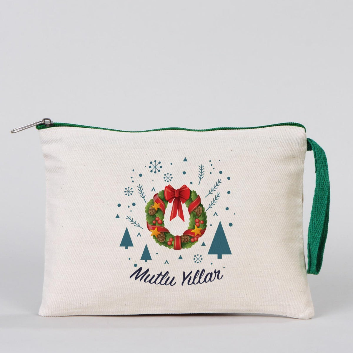 Clutch 21x15 cm Yeşil Fermuar (Özelleştirilebilir) - istecanta.com