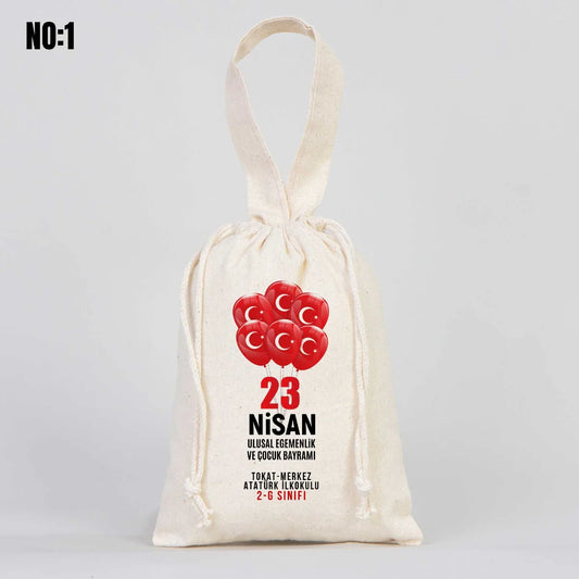 23 Nisan Bez Kese Tek Tutma Kısa Kulp - 15,5 x 20 cm (Özelleştirebilir) - detay görünüm