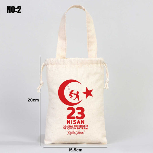 23 Nisan Bez Kese Tek Tutma Kısa Kulp - 15,5 x 20 cm (Özelleştirebilir) - istecanta.com
