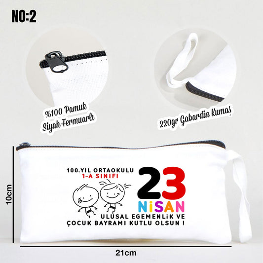 23 Nisan Beyaz Bez Kalemlik (Özelleştirilebilir) - istecanta.com