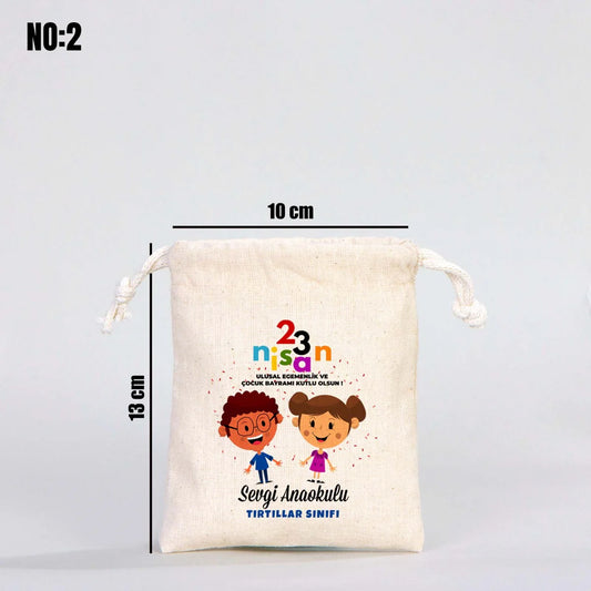 23 Nisan Bez Kese - 10x13 cm (Özelleştirilebilir) - detay görünüm
