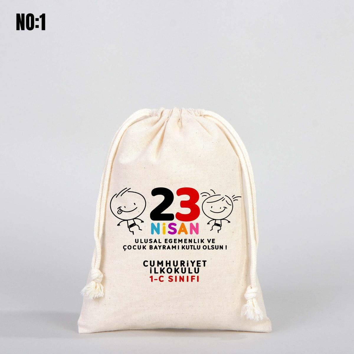 23 Nisan Hediyelikleri Ham Bez Kese - 15x20 cm (Özelleştirilebilir) - istecanta.com
