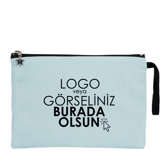Clutch Kanvas Çanta Açık Mavi- 25x18 cm Astarlı (Özelleştirilebilir) - istecanta.com