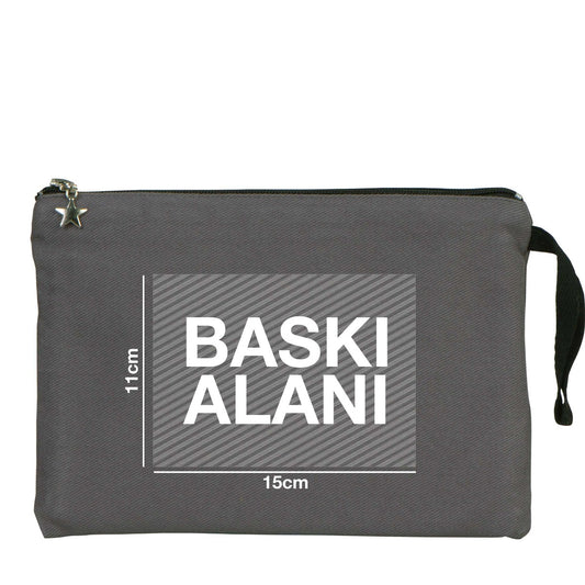 Clutch Kanvas Çanta Antrasit (25x18) Astarlı (Özelleştirilebilir) - istecanta.com