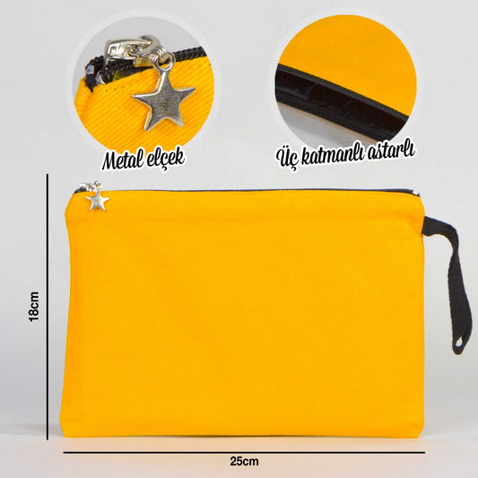 Clutch Kanvas Çanta Sarı (25x18) Astarlı - istecanta.com