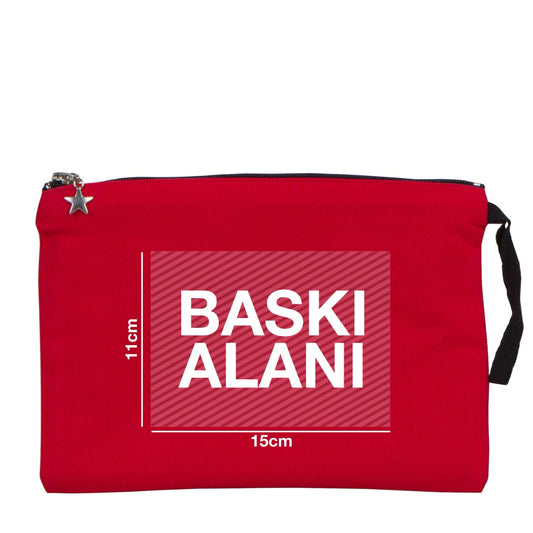 Clutch Kanvas Çanta Kırmızı (25x18 cm) Astarlı (Özelleştirilebilir) - istecanta.com