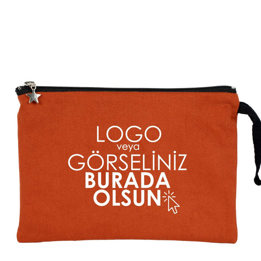 Clutch Kanvas Çanta Kiremit- 25x18 cm Astarlı (Özelleştirilebilir) - istecanta.com