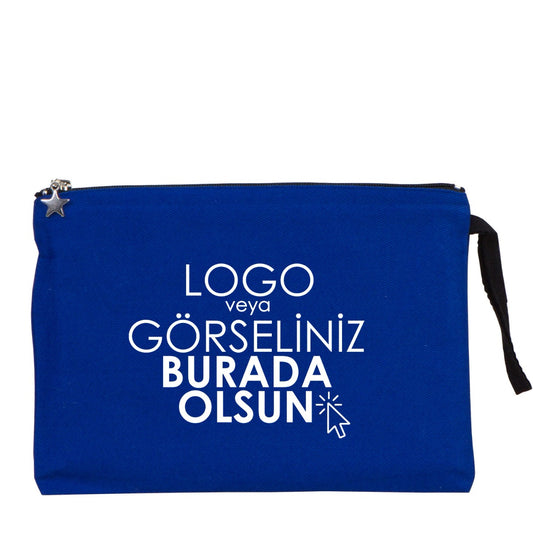 Clutch Kanvas Çanta Mavi (25x18) Astarlı (Özelleştirilebilir) - istecanta.com