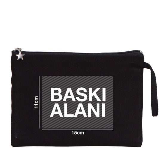 Clutch Kanvas Siyah Çanta (25x18 cm) Astarlı (Özelleştirilebilir) - istecanta.com