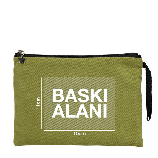 Clutch Kanvas Çanta Yeşil- 25x18 cm Astarlı (Özelleştirilebilir) - istecanta.com