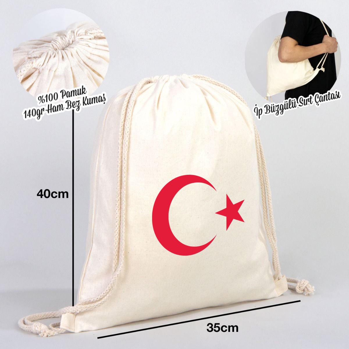 29 Ekim Büzgülü Bez Sırt Çantası 35x40 cm - istecanta.com