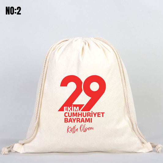 29 Ekim Büzgülü Bez Sırt Çantası 35x40 cm - istecanta.com