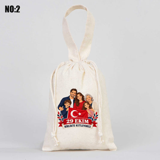 15,5x20 cm Tek Kulp Bez Kese Baskılı - 29 Ekim Cumhuriyet Bayramı No.2 - istecanta.com