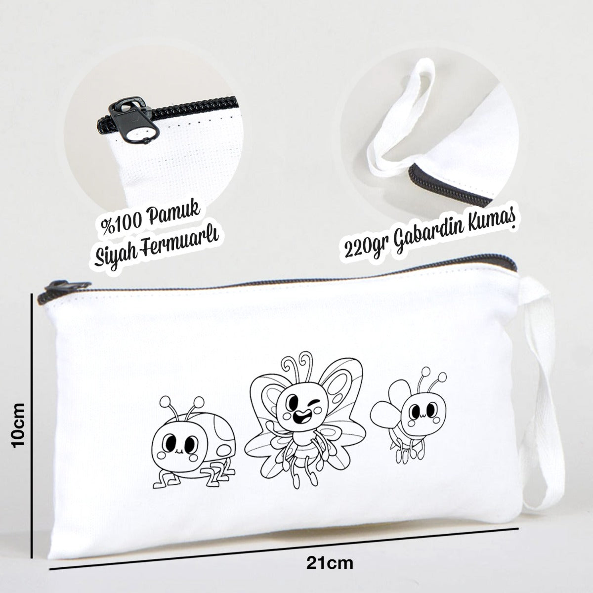 Boyanabilir Bez Kalemlik - Renkli Uçan Kanatlar - istecanta.com