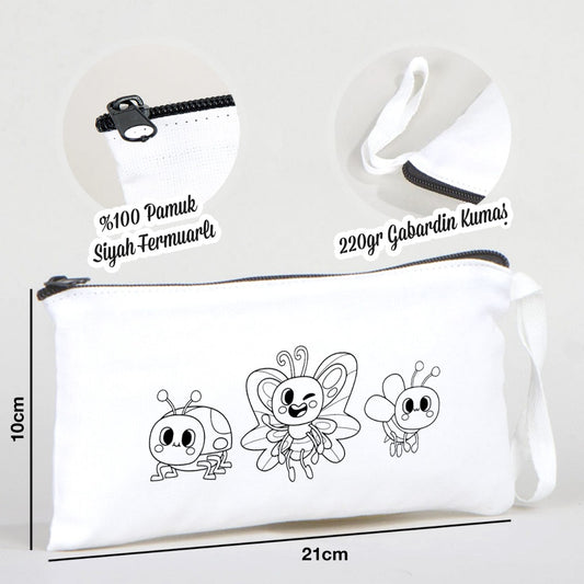 Boyanabilir Bez Kalemlik - Renkli Uçan Kanatlar - istecanta.com