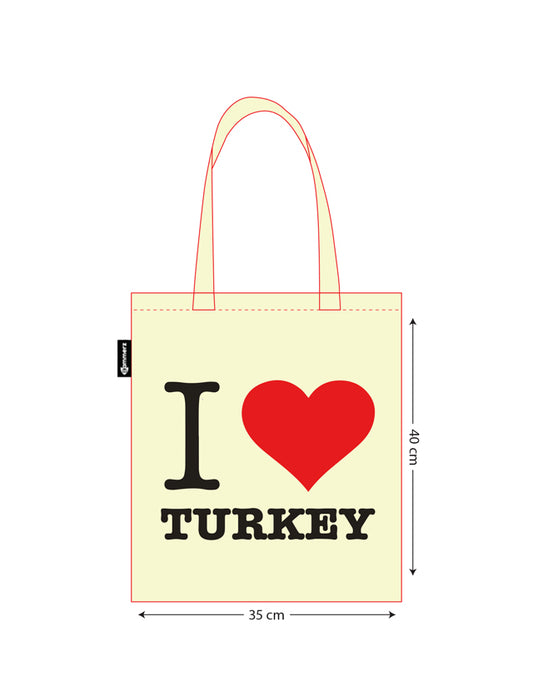 Bammerz Gabardin Siyah Kulp 35X40 cm I Love Turkey Çanta - istecanta.com