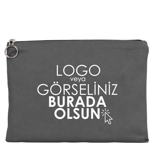 İpad Portföy Çanta Antrasit (30x21 cm) Astarlı ( Özelleştirilebilir) - istecanta.com