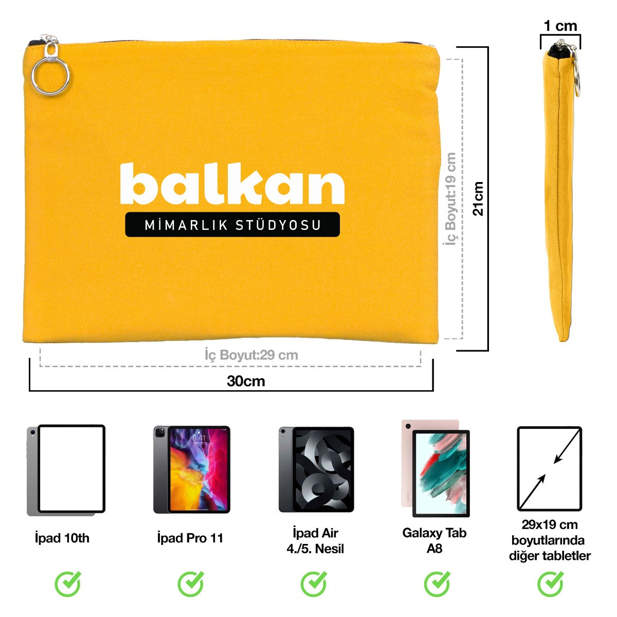 Portföy Çanta Sarı 30x21 cm Astarlı (Özelleştirilebilir) - istecanta.com