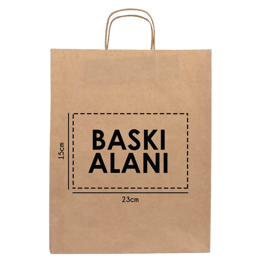 Burgu Saplı Kraft Kağıt Çanta - 32x12x41 cm (Özelleştirilebilir) - istecanta.com